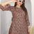 Brown block print cotton blend co-ord set for women