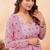Pink ethnic print georgette kurta set for women