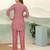 Pink ethnic print cotton blend co-ord set for women