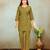 Green ethnic print cotton blend co-ord set for women