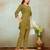 Green ethnic print cotton blend co-ord set for women