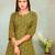 Green ethnic print cotton blend co-ord set for women