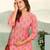 Pink floral print cotton blend co-ord set for women