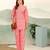 Pink floral print cotton blend co-ord set for women