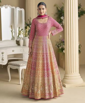 heavy georgette anarkali with sequins embroidery & dupatta 1