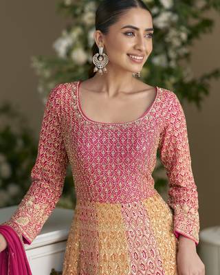heavy georgette anarkali with sequins embroidery & dupatta 2