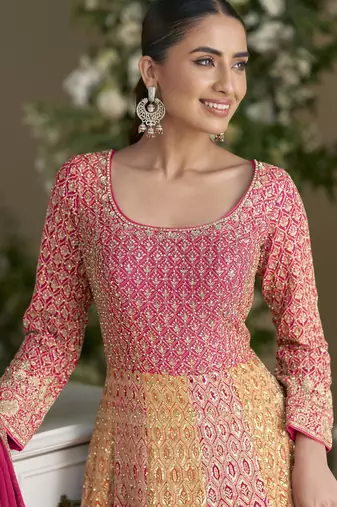 heavy georgette anarkali with sequins embroidery & dupatta