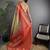 beige silk blend ikkat gold zari weaving handloom saree