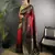 red silk blend ikkat gold zari weaving handloom saree