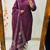 Floral printed purple round neck cotton kurta set with trouser & dupatta