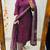 Floral printed purple round neck cotton kurta set with trouser & dupatta