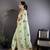 light green organza silk blend handloom banarasi saree with heavy khatali butta work