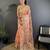 peach organza silk blend handloom banarasi saree with heavy khatali butta work