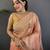 peach organza silk blend handloom banarasi saree with heavy khatali butta work