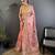 baby pink organza silk blend handloom banarasi saree with heavy khatali butta work