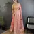 baby pink organza silk blend handloom banarasi saree with heavy khatali butta work