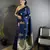 navy blue lichi silk blend golen zari meena weaving banarasi saree