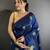 navy blue lichi silk blend golen zari meena weaving banarasi saree