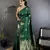 dark green lichi silk blend golen zari meena weaving banarasi saree
