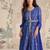 Royal blue chinnon silk set with heavy thread & sequin embroidery lace borders - Full Stitched free Size