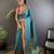 aqua blue soft silk blend zari weaving patola saree