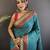 aqua blue soft silk blend zari weaving patola saree