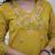 Floral embroidered yellow v neck cotton kurta set with trouser
