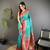 aqua green soft silk blend dual zari peacock butta worked banarasi saree 