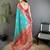 aqua green soft silk blend dual zari peacock butta worked banarasi saree 