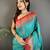 aqua green soft silk blend dual zari peacock butta worked banarasi saree 