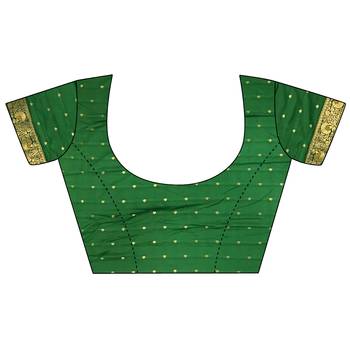 light green soft silk blend dual zari peacock butta worked banarasi saree  5