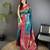 teal soft silk blend dual zari peacock butta worked banarasi saree 