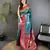 teal soft silk blend dual zari peacock butta worked banarasi saree 