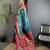 teal soft silk blend dual zari peacock butta worked banarasi saree 