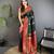 dark green soft silk blend dual zari peacock butta worked banarasi saree 