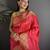 red cotton silk blend banarasi golden zari weaving saree
