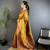 golden yellow soft silk blend banarasi zari woven saree