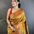 golden yellow soft silk blend banarasi zari woven saree