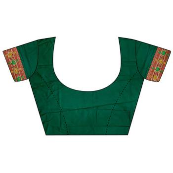 dark green soft silk blend banarasi zari woven saree 5