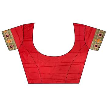red soft silk blend banarasi zari woven saree 5