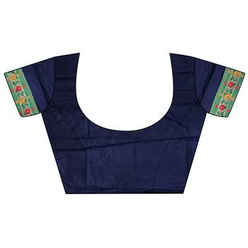 navy blue soft silk blend banarasi zari woven saree 5