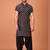 Black Cotton Printed Short Sleeve Only Kurta For Mens