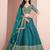 Teal Art Silk Heavy Thread Embroidery With Sequins Work Lehenga Choli with blouse and dupatta