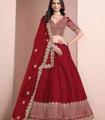 Red  art silk heavy thread embroidery with sequins work lehenga choli set with blouse and dupatta