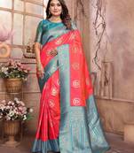 pink soft silk blend banarasi zari woven saree