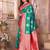 green soft silk blend banarasi zari woven saree