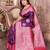 purple soft silk blend banarasi zari woven saree