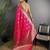 hot pink soft lichi silk blend  golden zari paisley banarasi saree