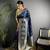 navy blue soft lichi silk blend  golden zari paisley banarasi saree