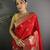 red soft lichi silk blend  golden zari paisley banarasi saree